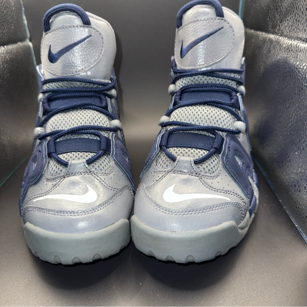 Size 7Y- Nike Air Uptempo GS Grey Midnight Navy Blue 415082-009, No Box